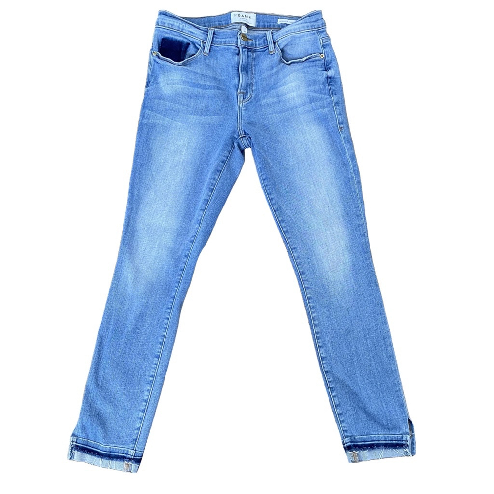 Frame Denim Jeans Women 28 Blue Skinny Jeanne Crop Stretch Soft Cute